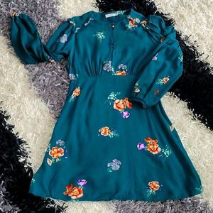 MANGO long sleeved, floral, mini dress